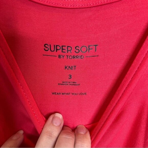 Torrid Womens Plus Size 3X Shark Bite Trapeze Jersey Sundress Pink Orange NEW - Picture 8 of 14